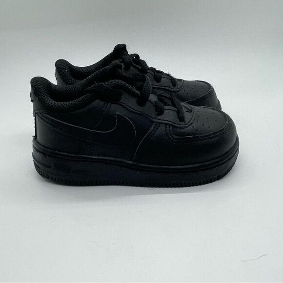 Nike Air Force 1 black kids shoes infant toddler size 6C lace 6 C basketball - Picture 2 of 8